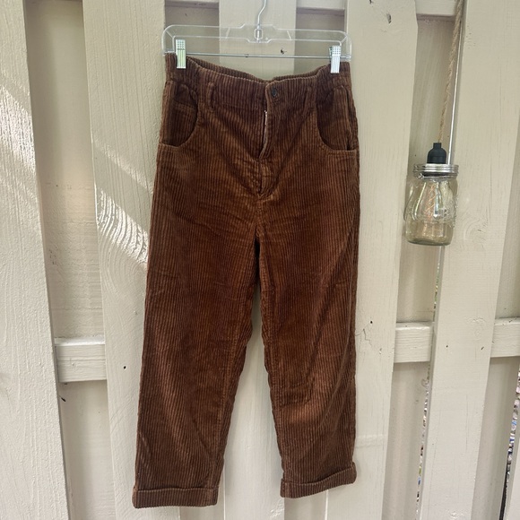 ZARA /brown high waisted wide capri corduroy pants - Picture 2 of 4